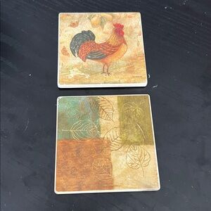 Decorative Rooster Coasters - Set of 2